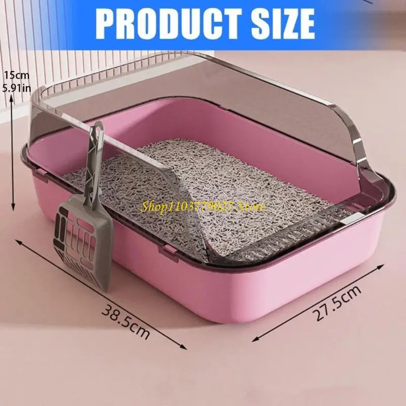 C4DF Semi Covered Pet Toilet Easy to Clean Plastic Litter Tray for Home Use