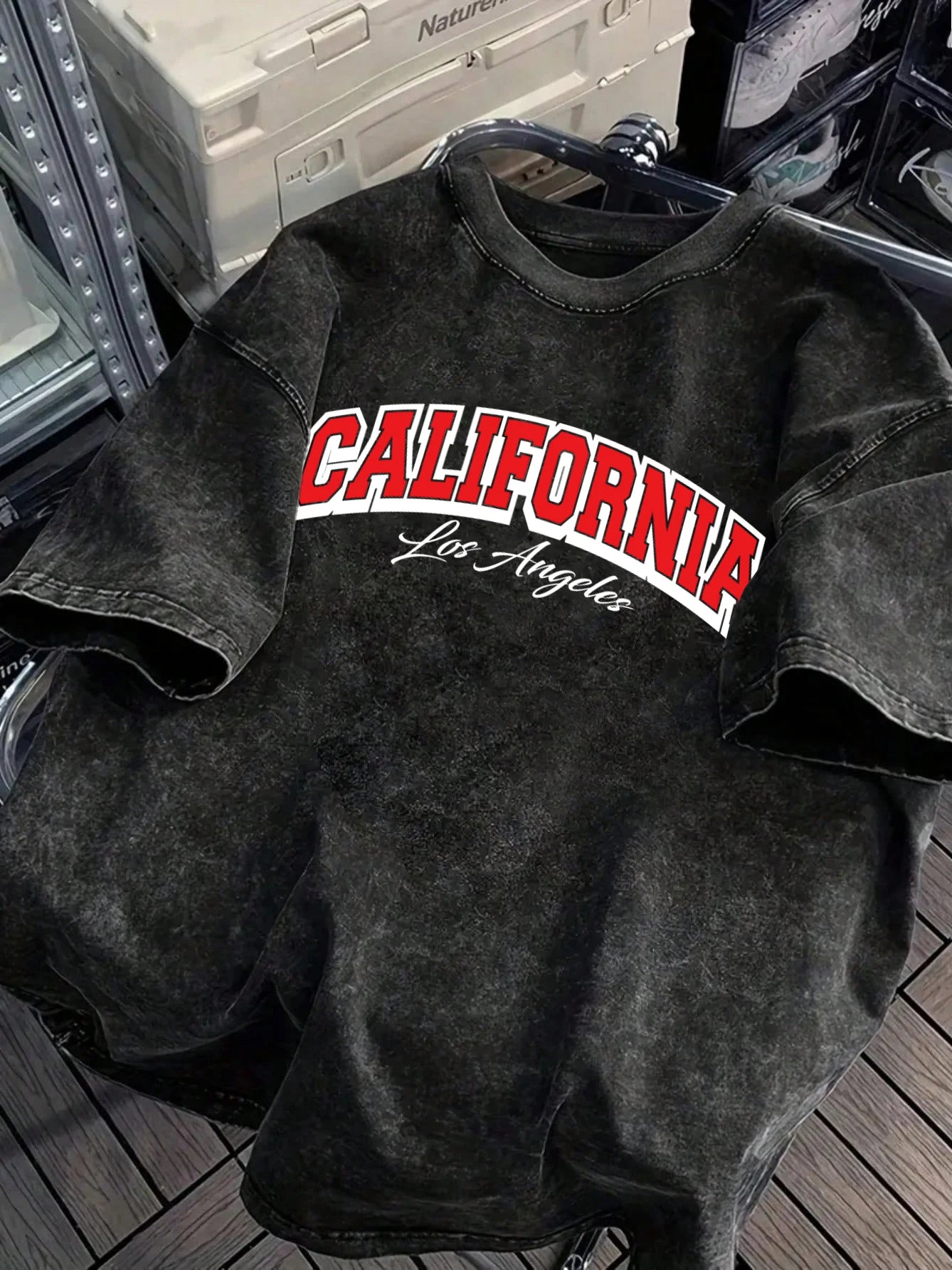 California Los Angeles City Art Letter Retro T-Shirt Mens Cotton Comfortable Tee Trendy Loose Snow Wash Clothing Soft Male Tops