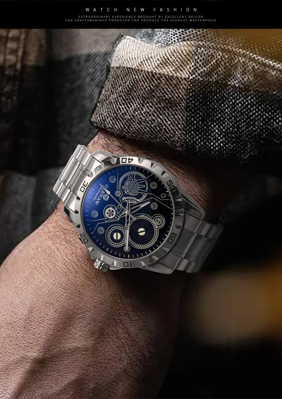 2025 New Glenaw Watches Gear Mechanical All Luminous Design Style Stainless Steel Waterproof Mechanical Watch Men Clock GL8688