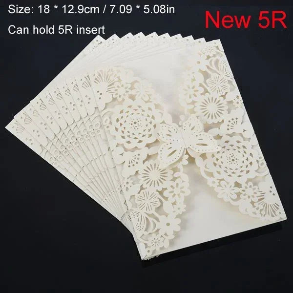 10pcs 3D Butterfly Wedding Invitation Card Flower Bithday Cards Girl Debut Invitations Laser Cut Hollow Out Party Cards 5R size