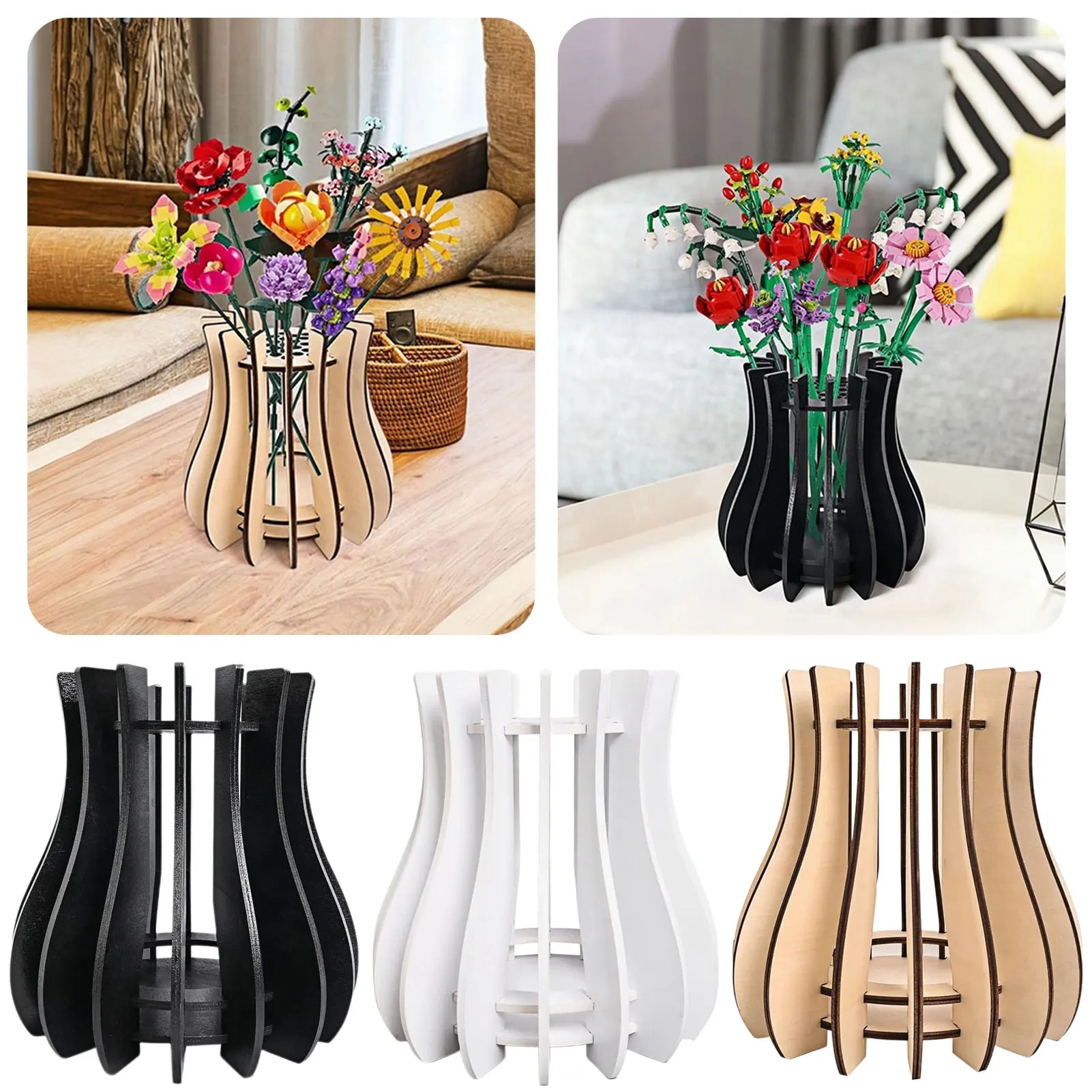 Assemble Wood Vase Craft Kit Versatile Tabletop Decor & Engaging Activity Present For Craft Lovers