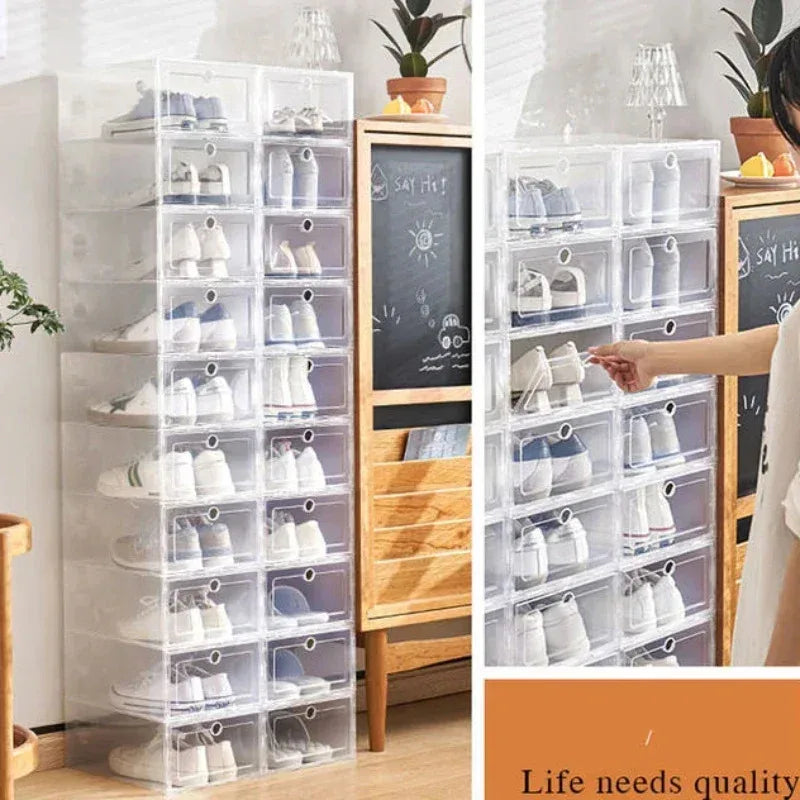 6pcs/set Thickened Drawer Case Plastic Shoe Boxes Transparent Plastic Shoes Case Stackable Box Shoe Organizer Shoe box