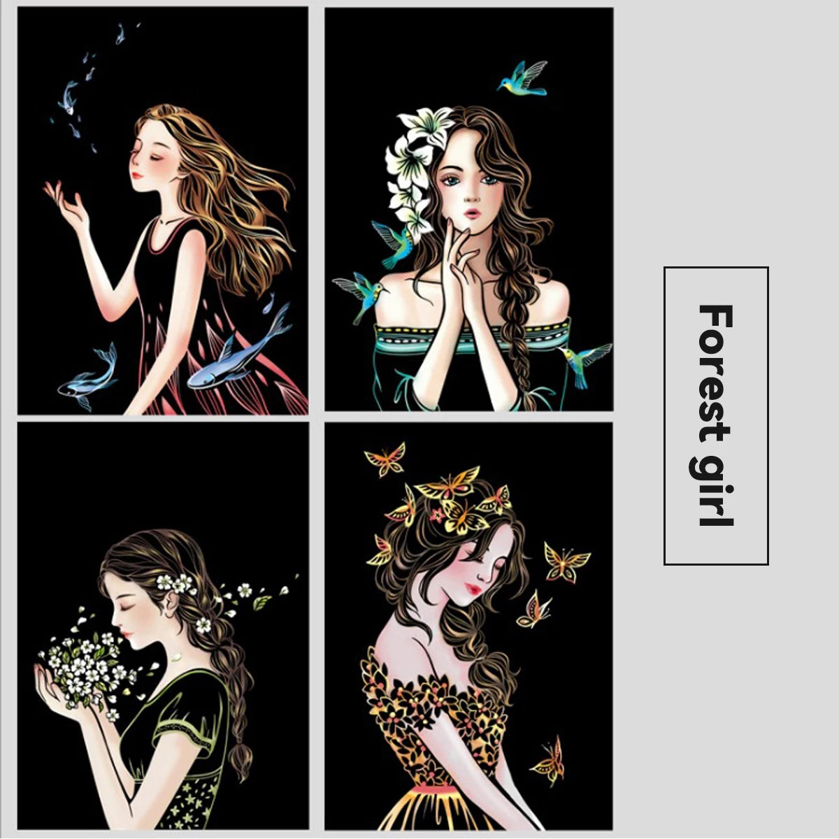 A4 Scratch Paper Art Crafts World Landscape Scraping Paintings Adult Decompression Toys Kids Creative DIY Handmade Gifts