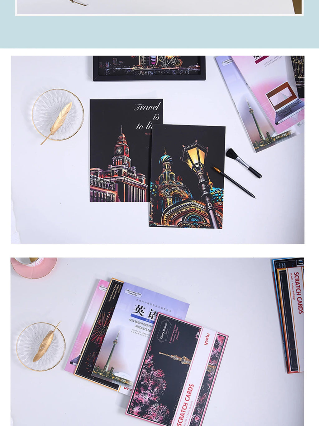 A4 Scratch Paper Art Crafts World Landscape Scraping Paintings Adult Decompression Toys Kids Creative DIY Handmade Gifts