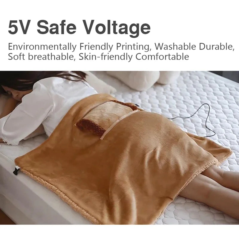 Electric Heater Blankets 5V USB Powered Soft Thicker Warmer Winter Heating Blanket For Office Bedroom Works With Power Bank