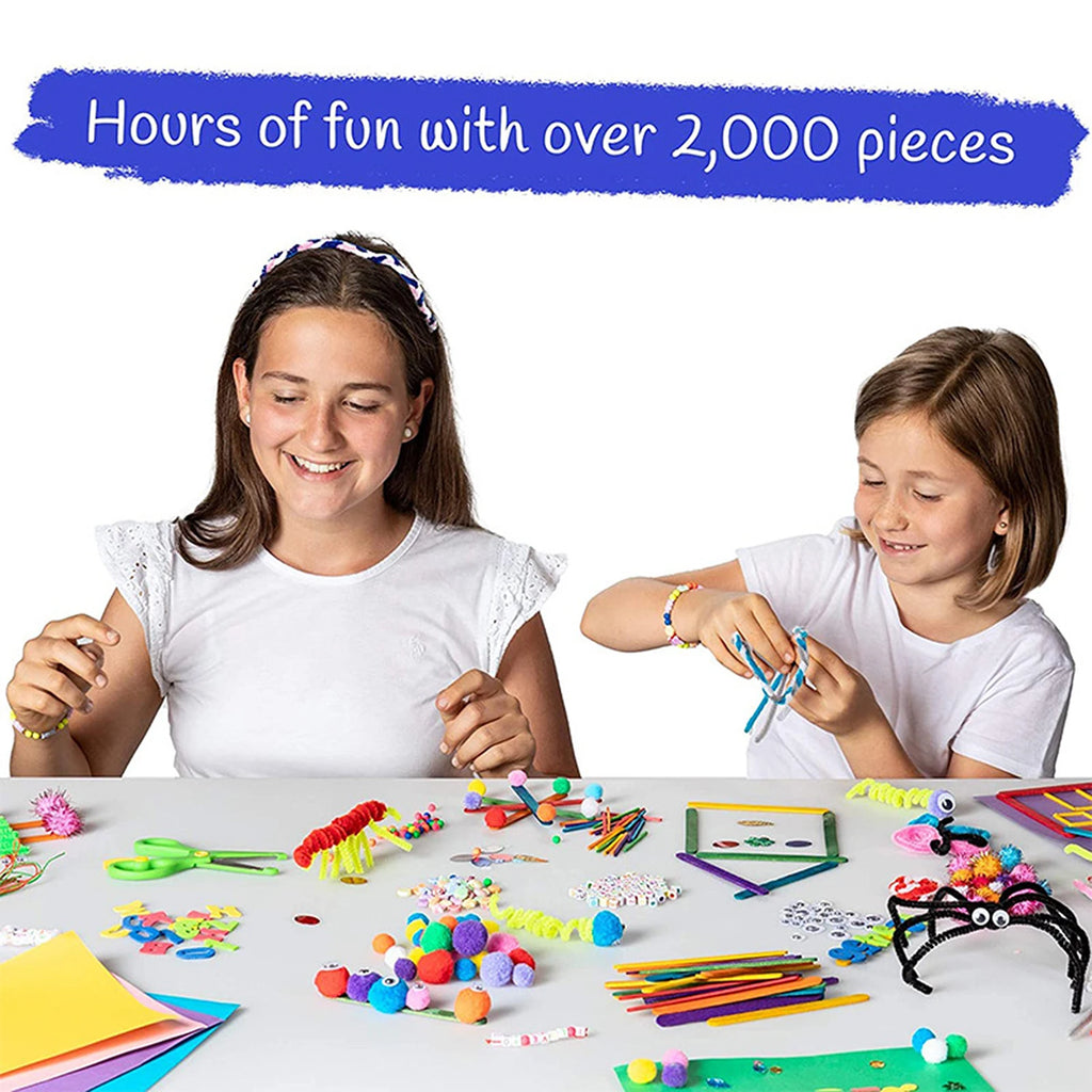 DIY Arts and Crafts Supplies Kit 2000+ Pieces Set Activity Craft Materials with Carrying Box Handmade Educational Gift