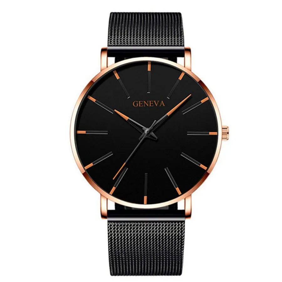 Classic and fashionable men's and women's quartz watches with mesh straps, cool watches, simple and casual couple watches, busin