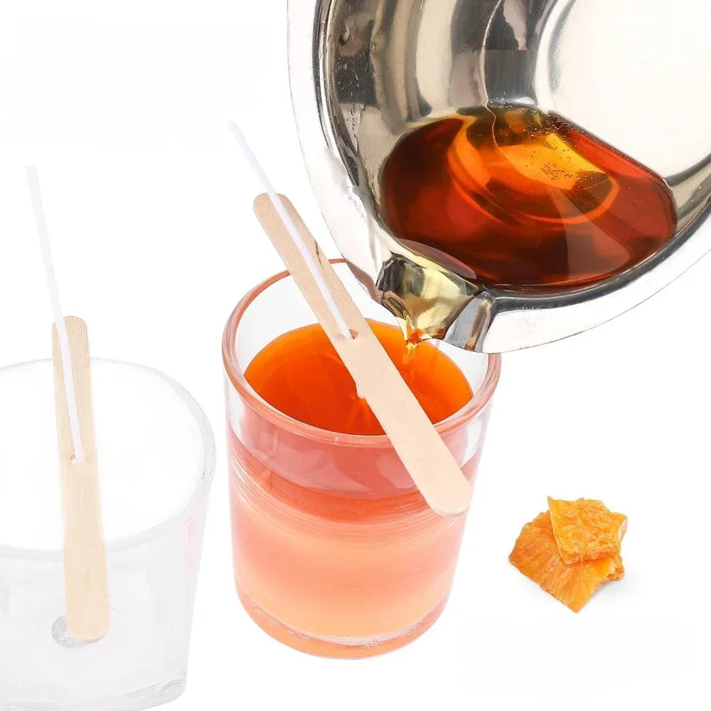 5Pcs 400ml/800ml Wax Melting Pot Candle Making Set 600ml Scale Measuring Cup Long Handle Split Charging Mixing Spoon Thermometer