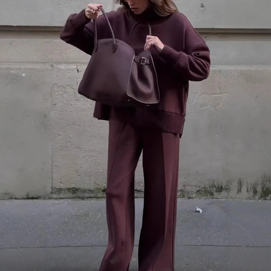 Fashion Autumn Spring Suit New Women's Long Sleeve Hoodie Sweatshirt Set Solid Color Casual Loose Pocket Pants Two Piece Outfit