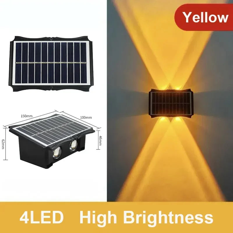 4/6/8LED Solar Wall Lamp Up and Down Luminous Lighting Outdoor Waterproof Decorative Light for Garden Balcony Yard Exterior Wall