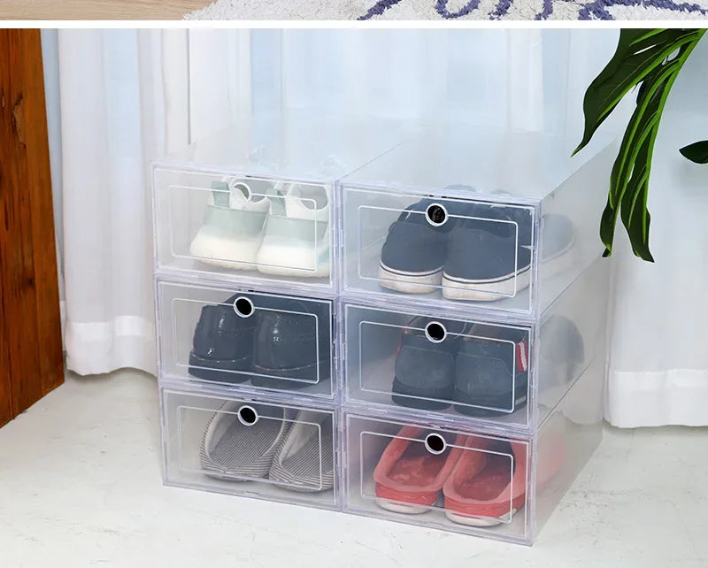 6pcs/Set High Transparent Shoe Storage Boxes - Antioxidant, Dustproof Organizer for Slippers & Sneakers, Ideal for Shoe Cabinet