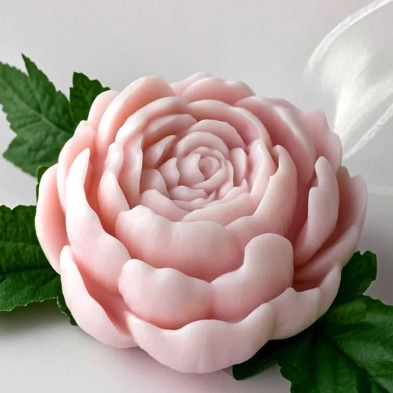 1pc New Lotus Rose Peony Candle Mold, 3D Flower Soap Gypsum Craft Resin Cement Silicone Mold, DIY Chocolate Cake Baking Supplies