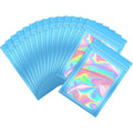 100pcs Iridescent Zip Lock Bags Smell Proof Mylar Bags Resealable Odor Proof Bags Holographic Makeup Bags Hologram Zipper Bags