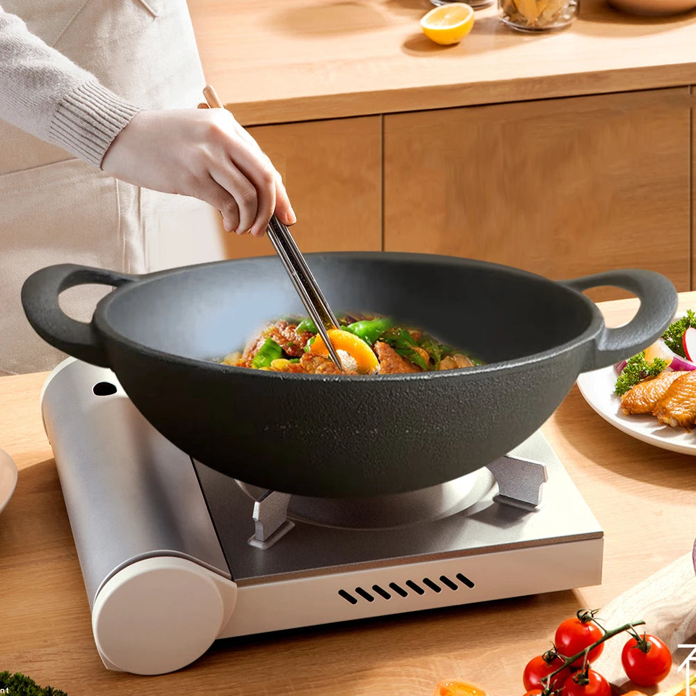 Cast Iron Pan Cooking Pot Multi-Purpose Saute Pan 19cm Fast Heat Saucepan Non-Stick Frying Pan for Camping Cooking