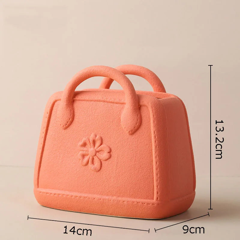 Creative Woven Handbag Vase Ceramic Flower Pots Decorative Flower Arrangement Desk Decoration Ornaments Crafts Floral Vases