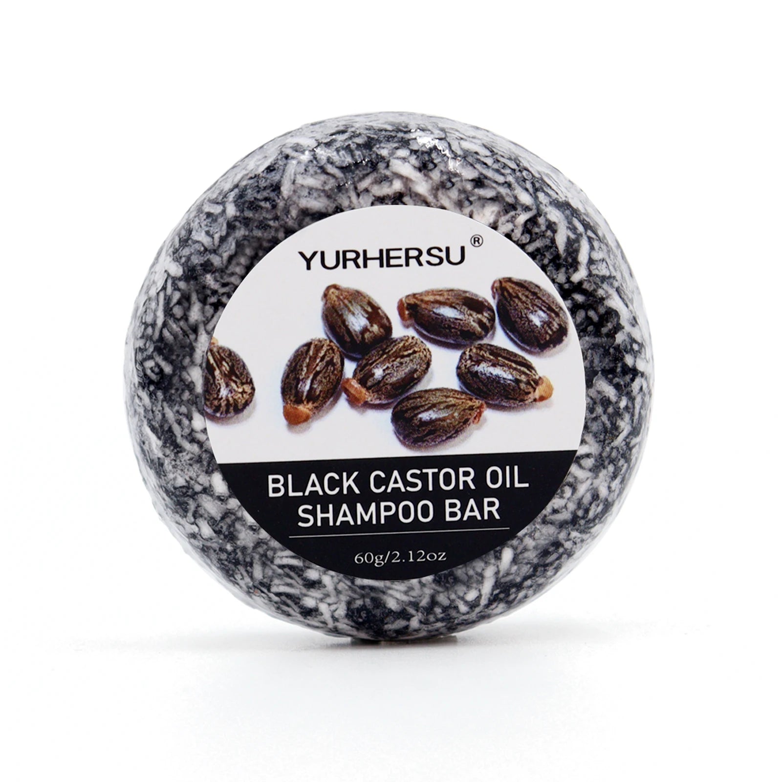 60g Black Castor Shampoo Bar 2-in-1 Shampoo and Conditioner, made with castor extract, nourishes and cares for all hair types.