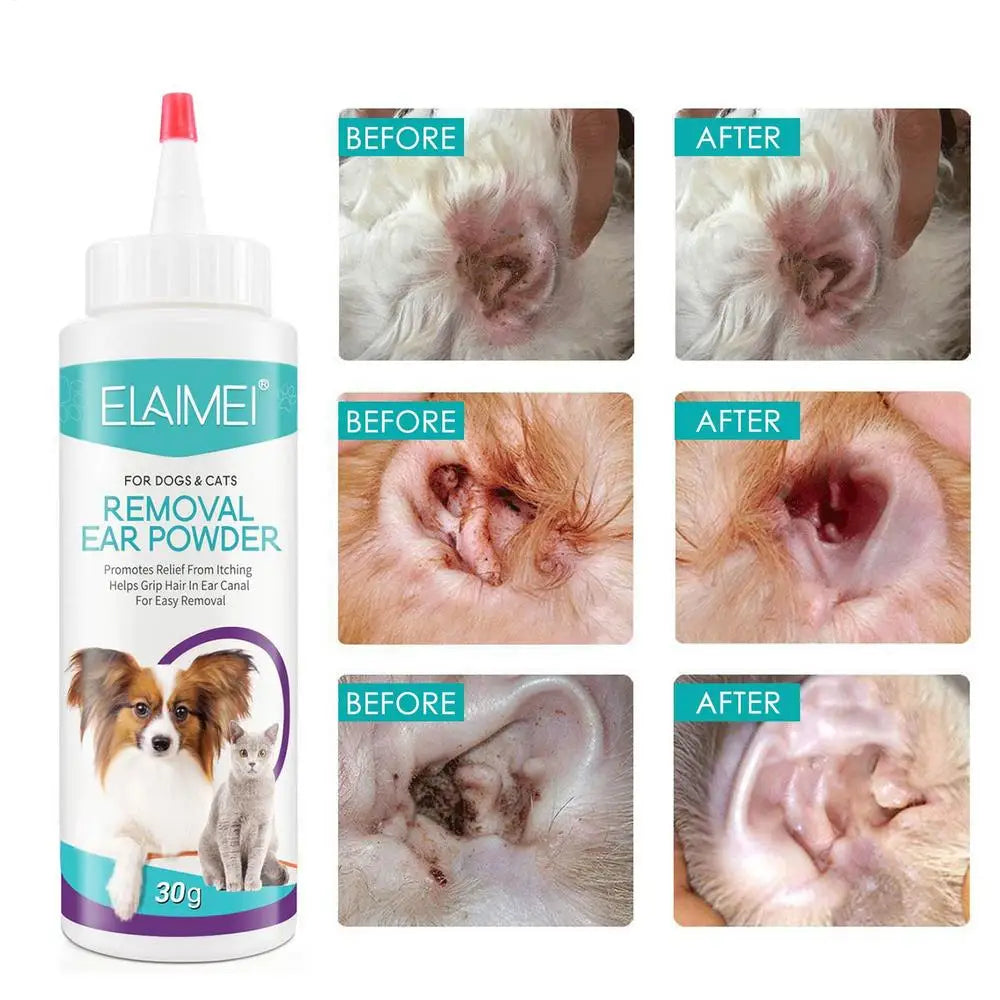 30G Dog Ear Powder Ear Wash Powder Safe Dog Cleaner for Healthy Ears Odor Removal Pet Accessories Ear Cleaner for Rabbits Cats