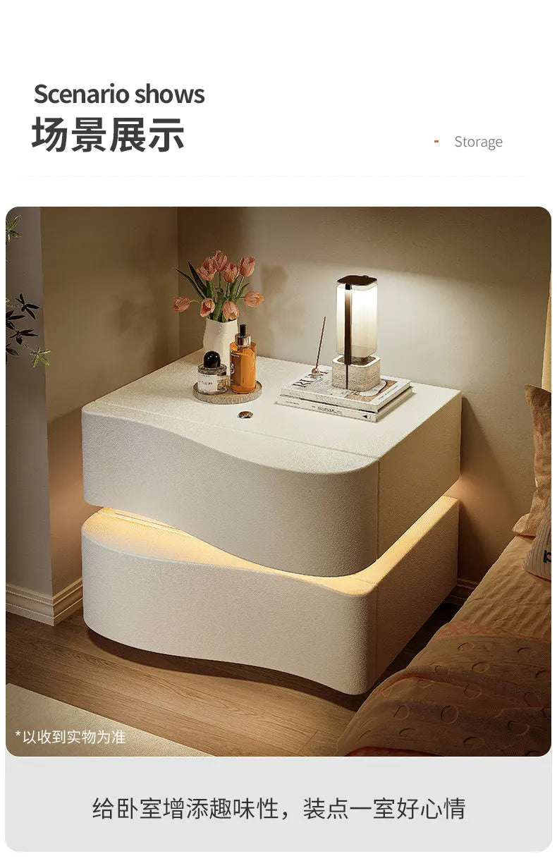 Decor Trendy Bedside Table Bedroom Luxury Organizer Wood Unique White Bedside Table Led Nordic Mesitas De Noche Home Furniture