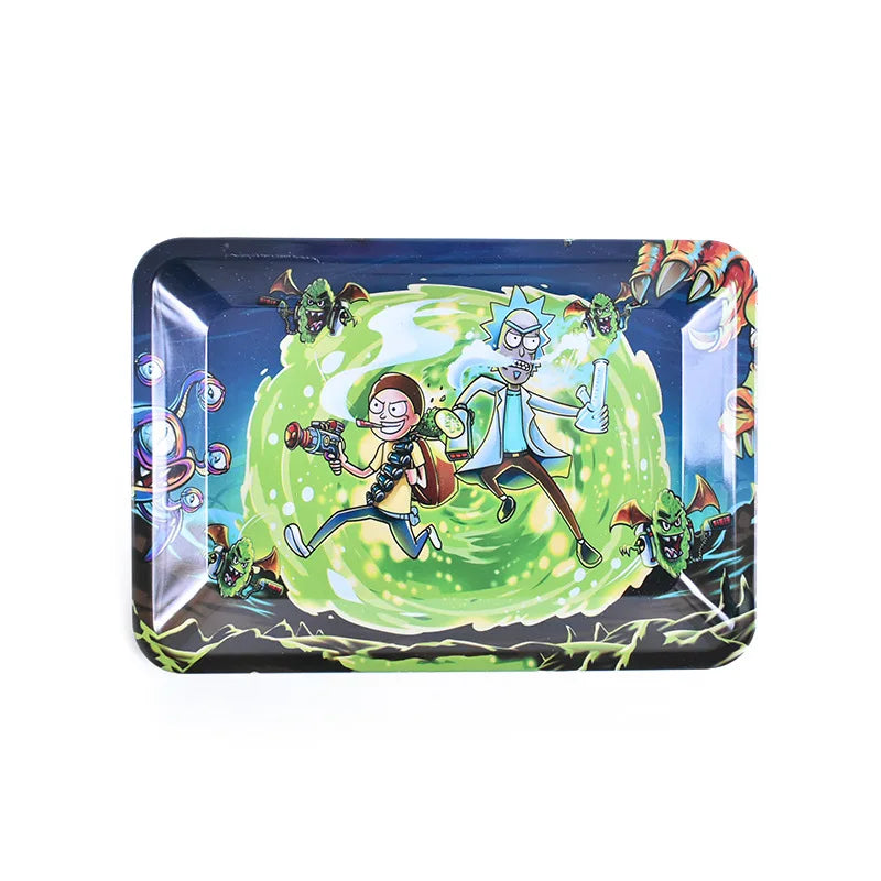 Cigar Rolling Tray Metal Storage Container Tinplate Household Supplies Accessories Size 18x12.5cm Storage Trays Various Patterns