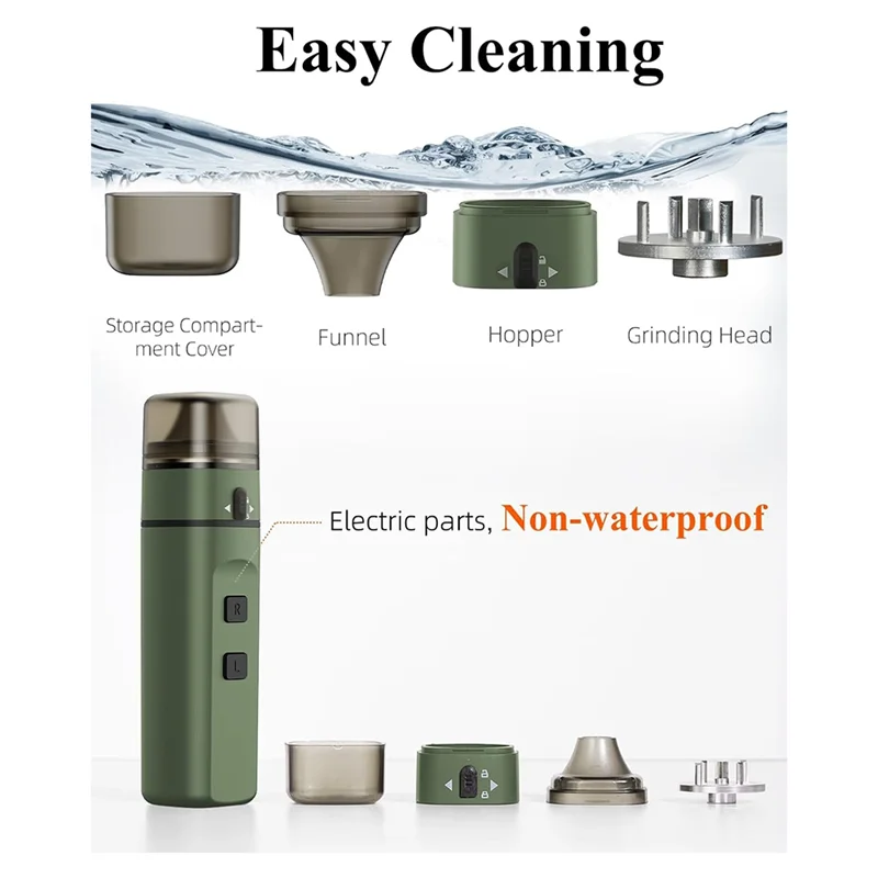 A01V-Green Electric Herb Grinder – One-Touch Operation, Up To 1.5G, Portable Auto Grinding Machine For Dry Spices