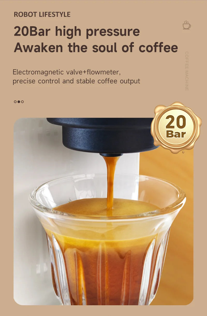 Coffee Maker 3 in 1 Multi Coffee Machine Hot/Cold, Dual Extraction, 20Bar, 1.4L Water Tank Home Hotel Coffee Maker