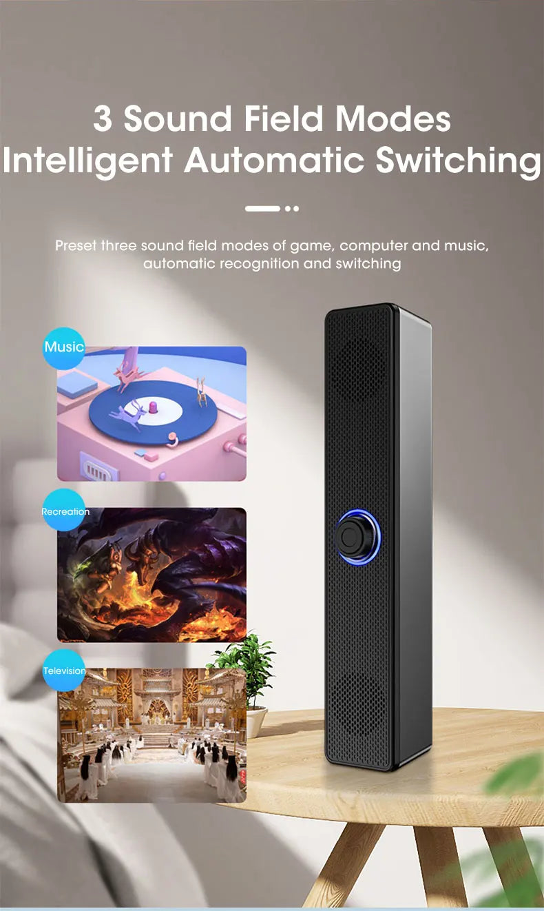 Bluetooth 4D Surround Sound System Home Cinema Computer Soundbar for TV Subwoofer Wired Stereo Powerful Speaker
