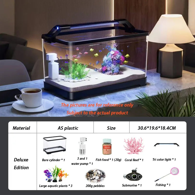 Acrylic Aquariums Small Fish Tank Household Desktop Decoration Fishbowl Transparent Aquarium Fish Breeder Box with Light