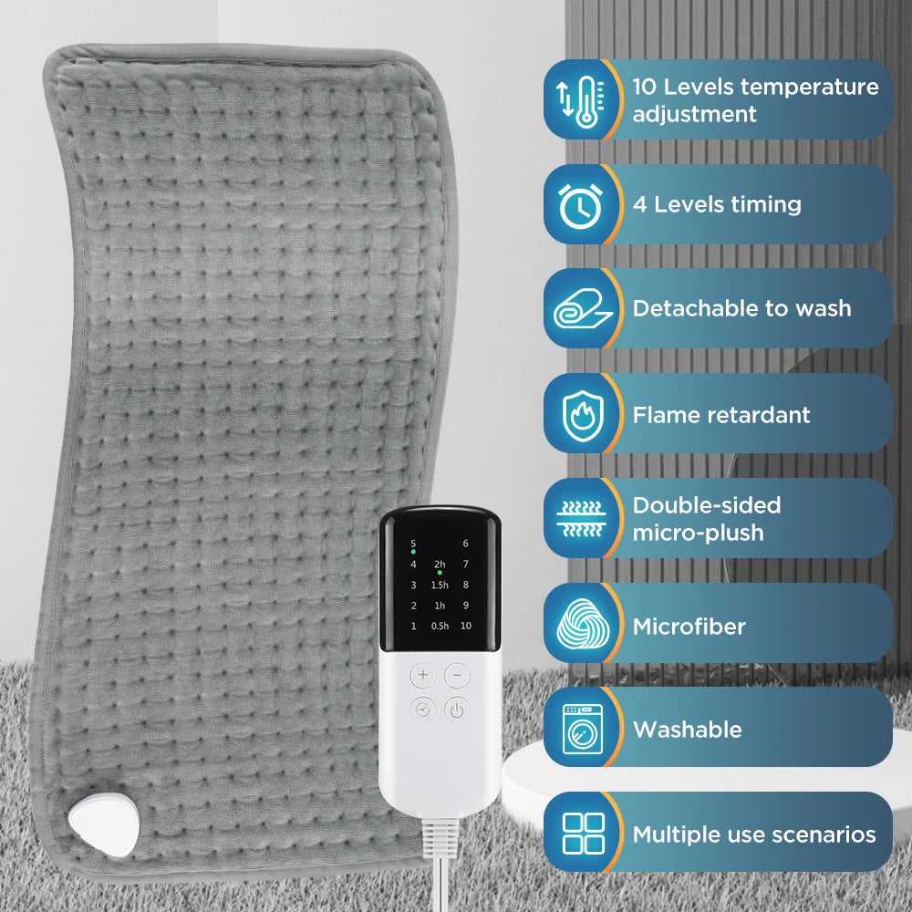 Electric Heating Pad for Back and Leg 9 Heat Levels Temperature Control Hot Compress Fast Heating Mat Pet Warming Mat Home Use