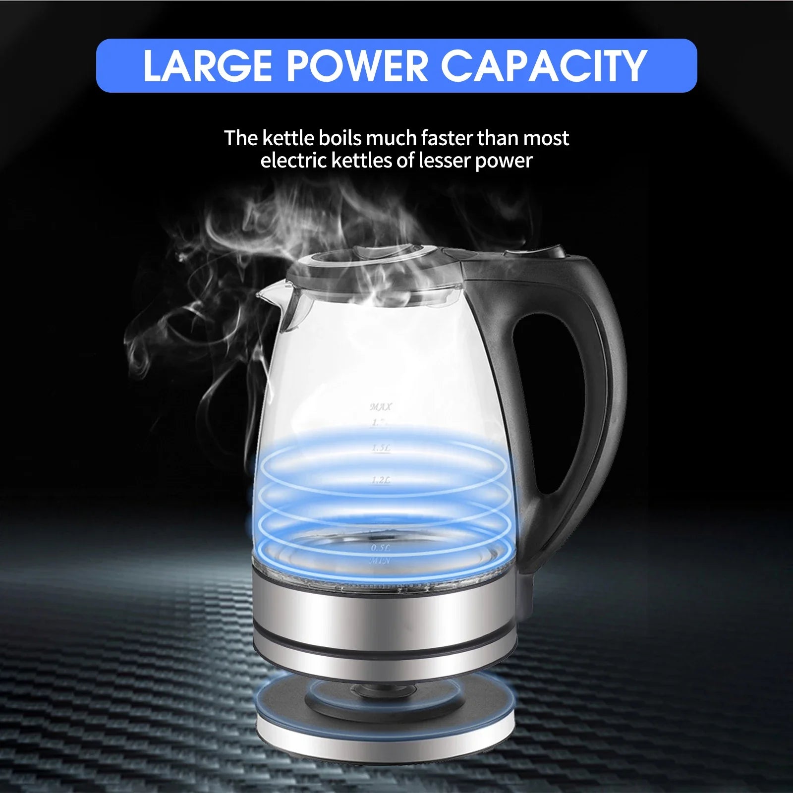 Electric Kettle 1.7L Glass Hot Water Heater for Tea Coffee Auto Shut-Off Kitchen Appliances Electric Kettles Tea Pots 110V 1500W