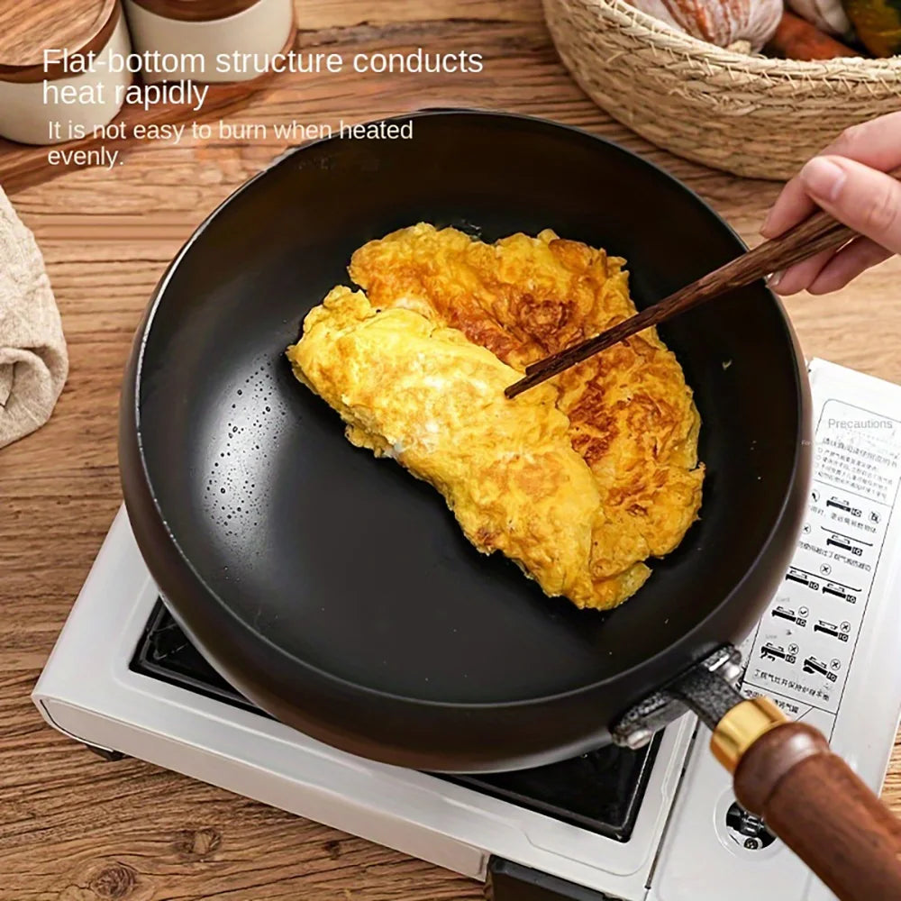 Cast iron pot with lid - handmade traditional design, wide belly and non stick mirror surface, splash proof