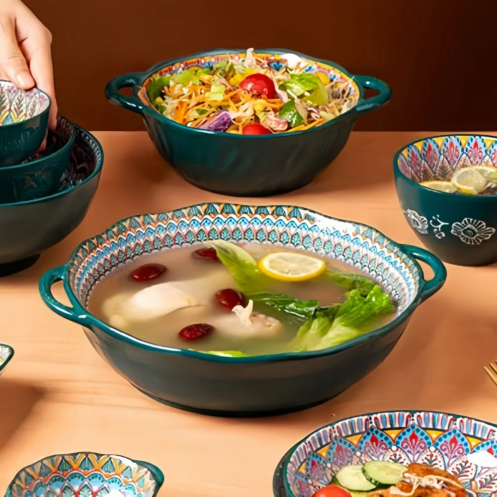 Bohemian amphora soup bowl household ceramic large soup bowl noodle bowl high value tableware large bowl ramen bowl soup bowl
