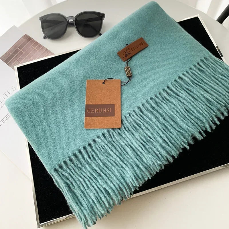 2024 Winter Cashmere Scarf Women Thick Warm Pashmina Shawls Wraps Solid Color Tassel Lady Blanket Echarpe Bufanda Hijab