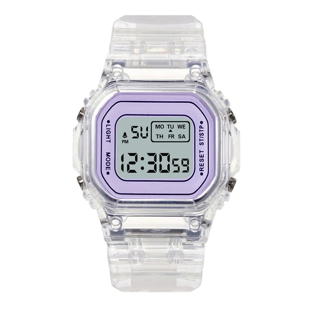1/5pc Fashion Men Women Watches Transparent Digital Sport Lover'S Gift Children Kid'S Wristwatch Female Clock  Specification