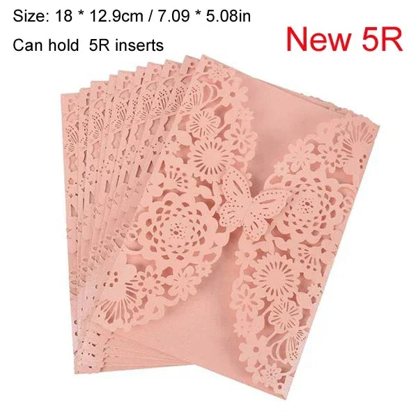 10pcs 3D Butterfly Wedding Invitation Card Flower Bithday Cards Girl Debut Invitations Laser Cut Hollow Out Party Cards 5R size