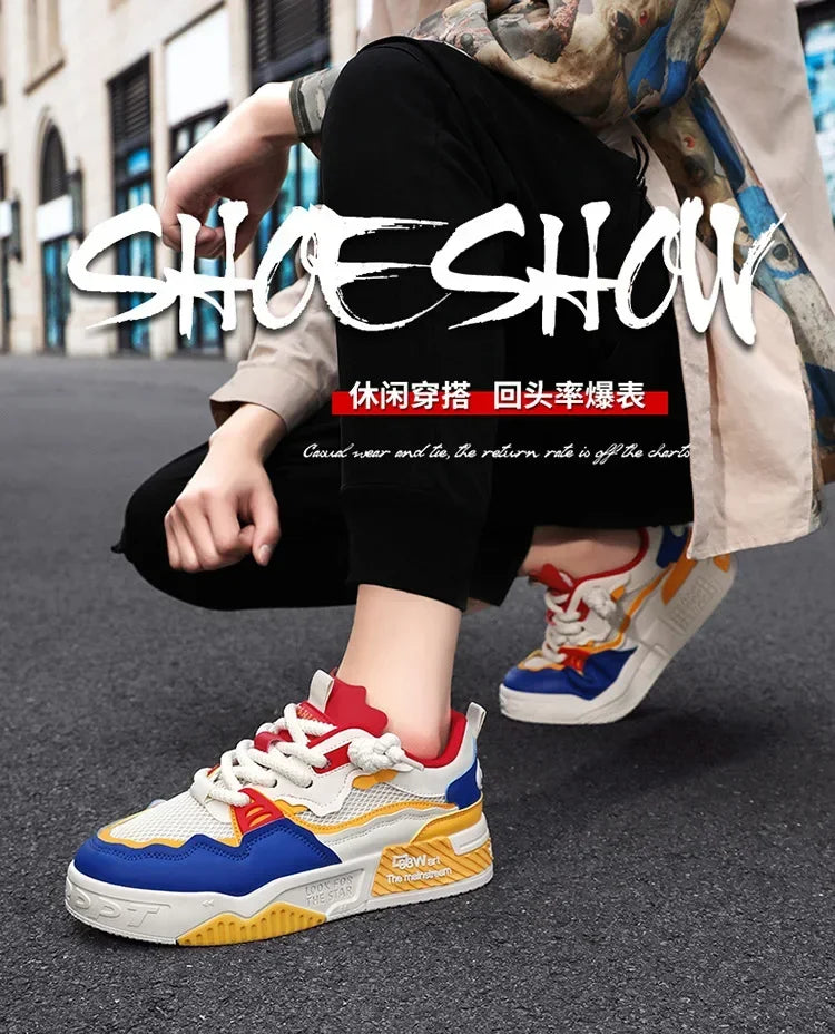 2025 new large-sized men's shoes, all-season fashion and versatile, soft-soled white sneakers and sports shoes