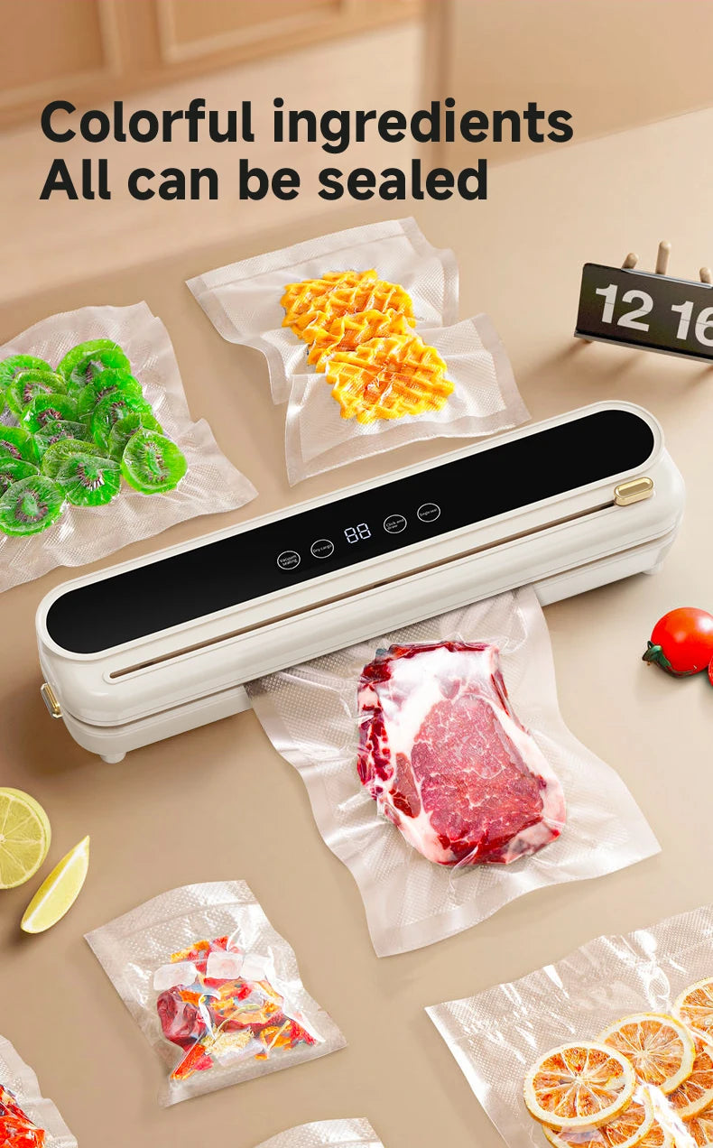 Electric Vacuum Sealer Built-in Cutter Kitchen Food Storage Seal Touch Button Dry/Wet Food Sealing Packaging Vacuum Machine