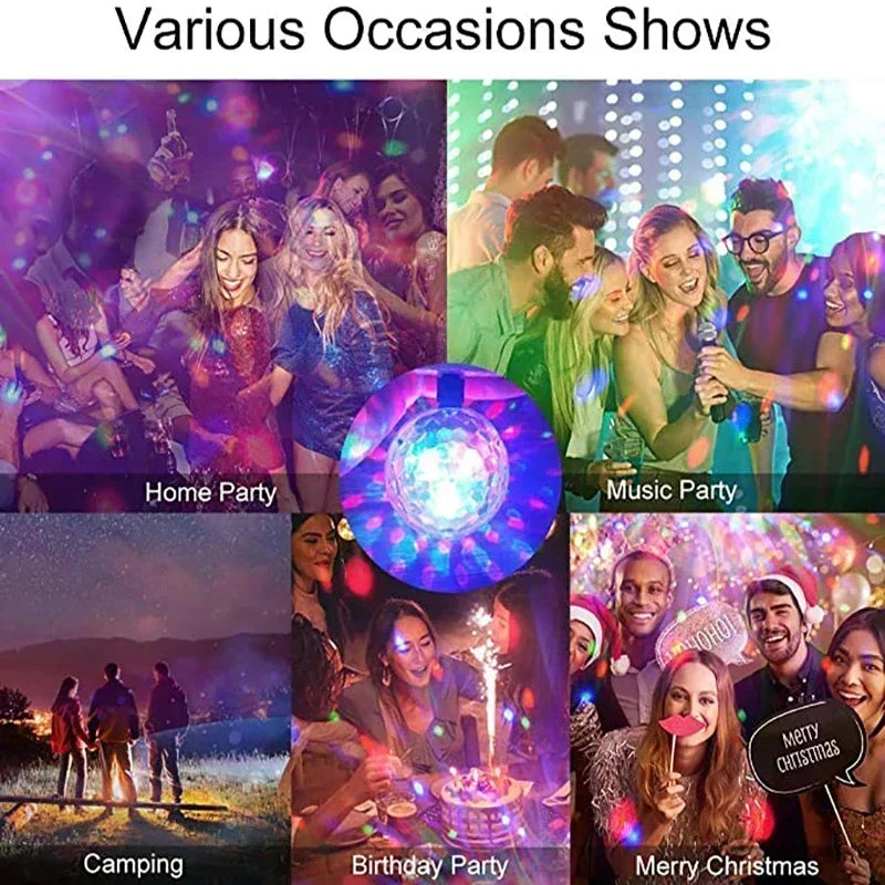 E27 Disco Light Rotating RGB Party Lamp LED Strobe Light Crystal Disco Bulb for Birthday Party Club Bar KTV Halloween Christmas