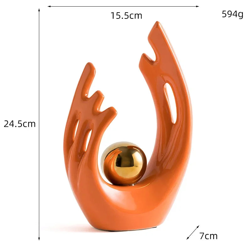 Abstract Ceramic Sculpture Golden Art Statue Modern Home Decor Accessories Living Room Desk Office Supplies Crafts Gifts