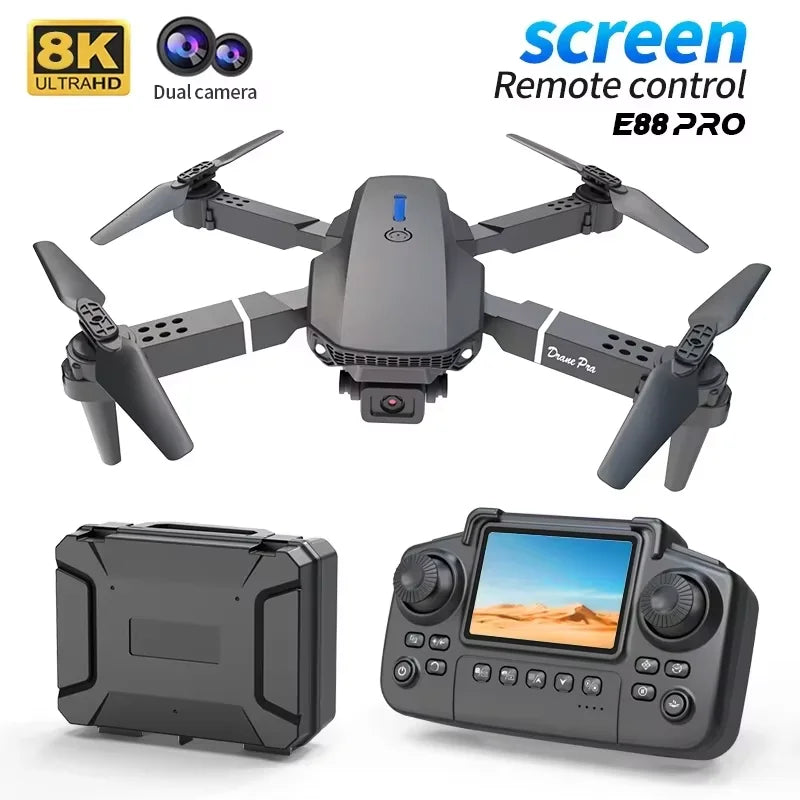 Drones Toys Gifts 8K HD Dual Camera 2026 E88 Plus Mini Foldable GPS Brushless Motor Obstacle Avoidance RC Quadcopter LED For IOS