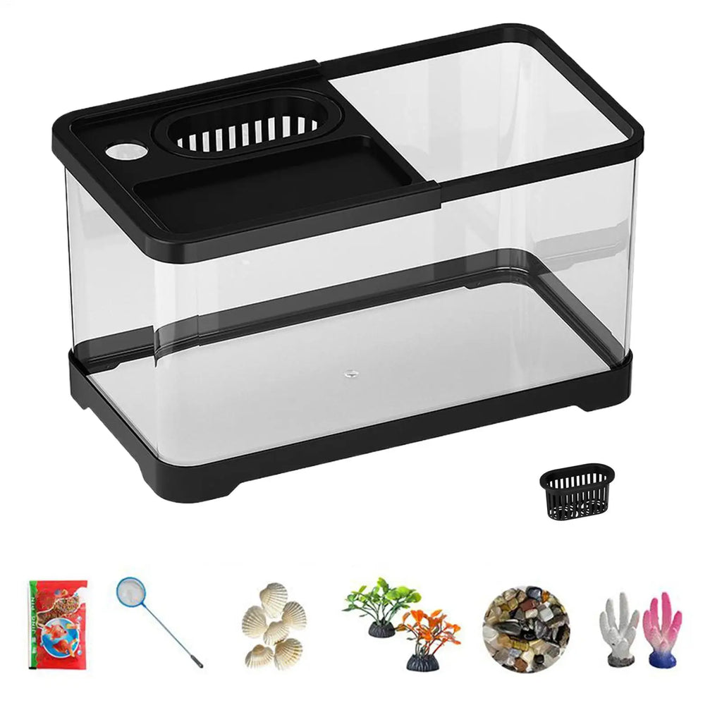 Aquarium Kit Betta Fish Tank For Beginners Desktop Beginner Aquarium with Landscape Decor Accessories For Aquatic Animals