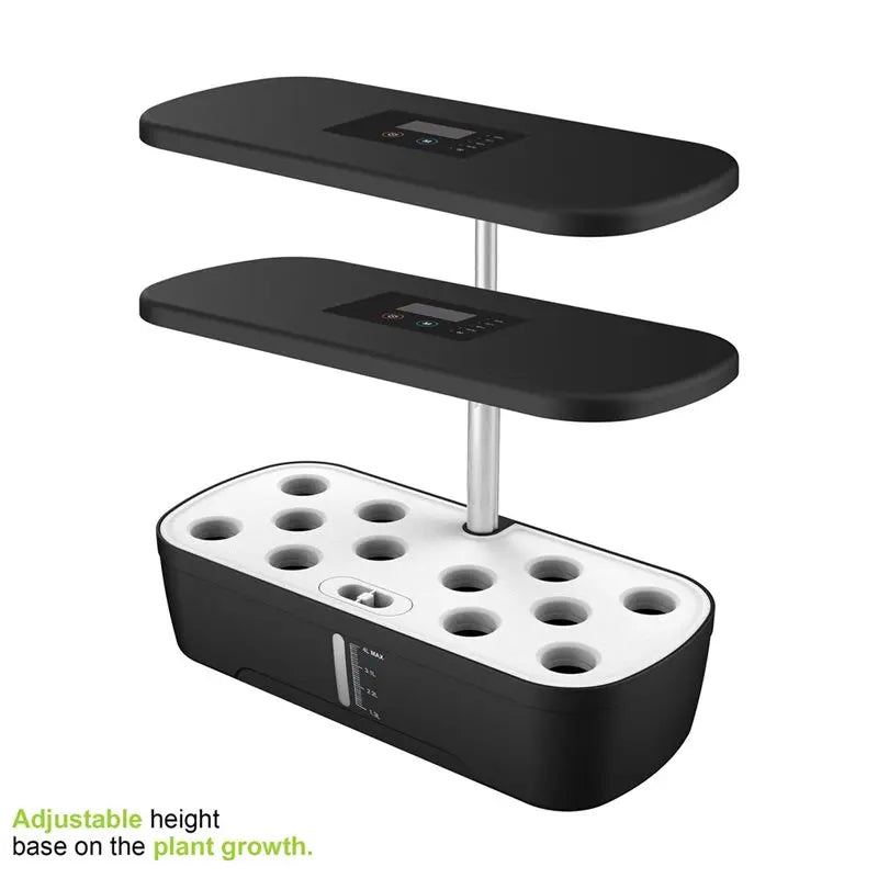 ABUO-New Indoor Hydroponic Grow System With 12 Holes Full Spectrum LED Grow Light Automatic Pump For Herbs Vegetables EU Plug