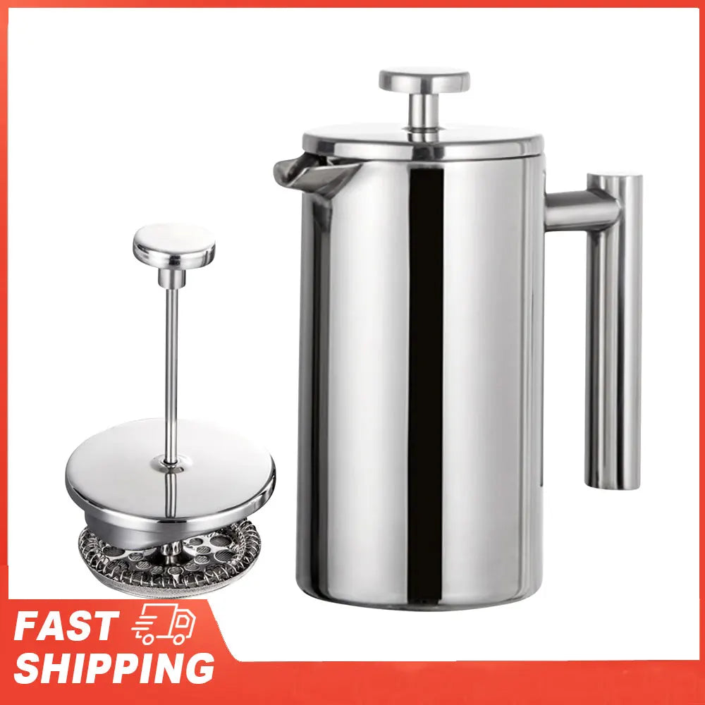 Coffee Maker Stainless Steel Double Walled Insulated Coffee   Maker Pot 350ml/800ml/1000ml French Press