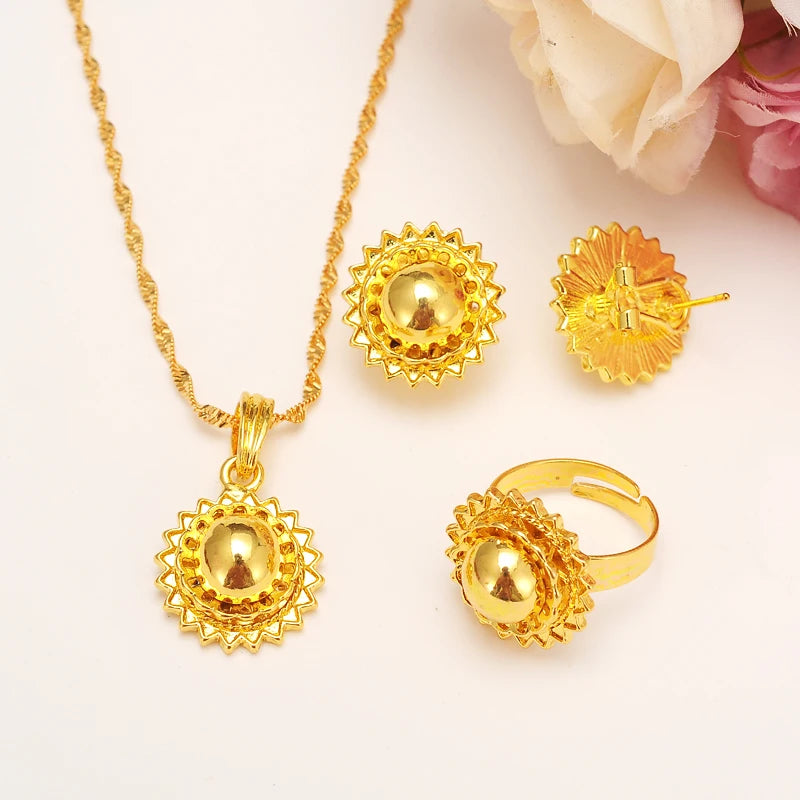 24K Gold Color Ethiopian Traditiona Newest Item Jewelry Sets  Ethiopia Eritrea Sets For Women's Habesha Wedding Party Gifts