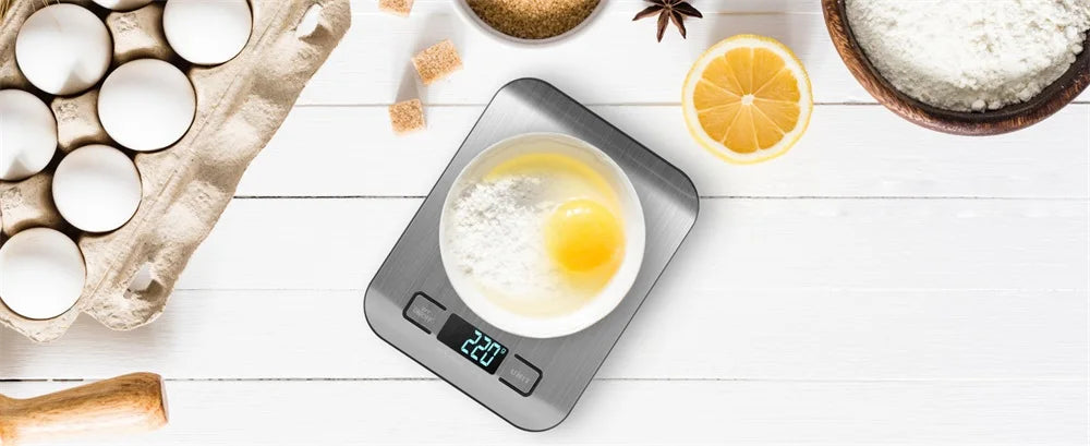 Digital Kitchen Scale LED Display 10kg/1g Stainless Steel Panel Electronic Scales Home Jewelry Food Snacks Weighing Baking Tools