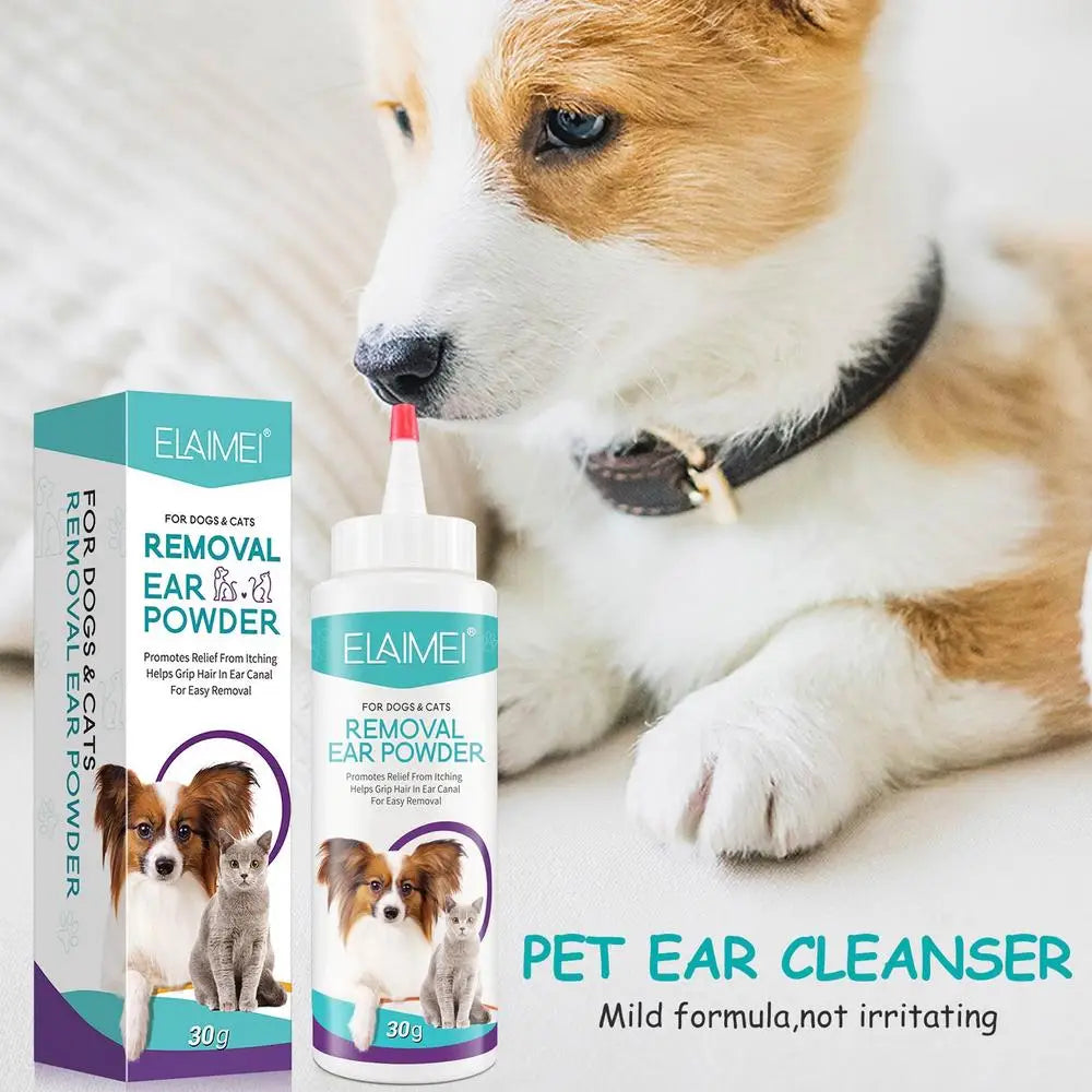30G Dog Ear Powder Ear Wash Powder Safe Dog Cleaner for Healthy Ears Odor Removal Pet Accessories Ear Cleaner for Rabbits Cats