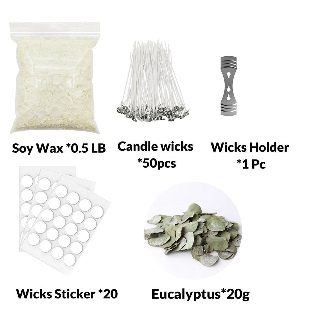 0.5LB Candle Making Kit Supplies, Soy Wax DIY Candle Making, With Soy Candle Wax, Candle Wicks, Fragrance Dried Flower