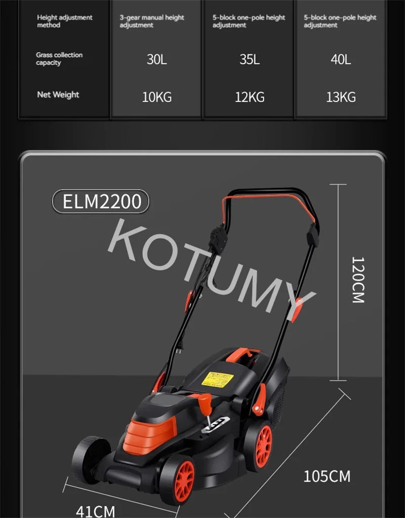 1500W/1800W/2200W Grass Trimmer For Garden Courtyard Hand Propelled Electric Lawn Mower Household Weeding Machine