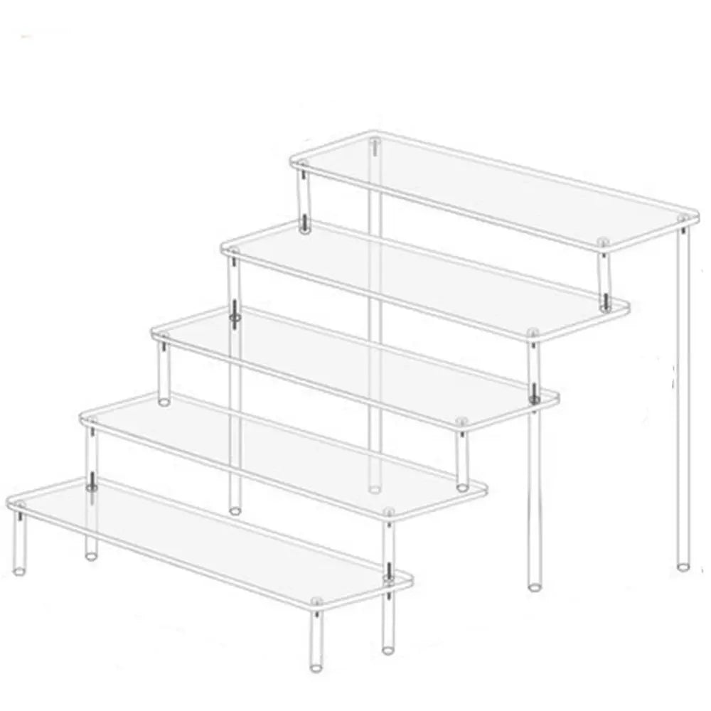 1-5 Tier Acrylic Display Stand Durable Display Rack For Cupcake Perfume Doll Transparent Trapezoidal Blind Box Storage Shelf