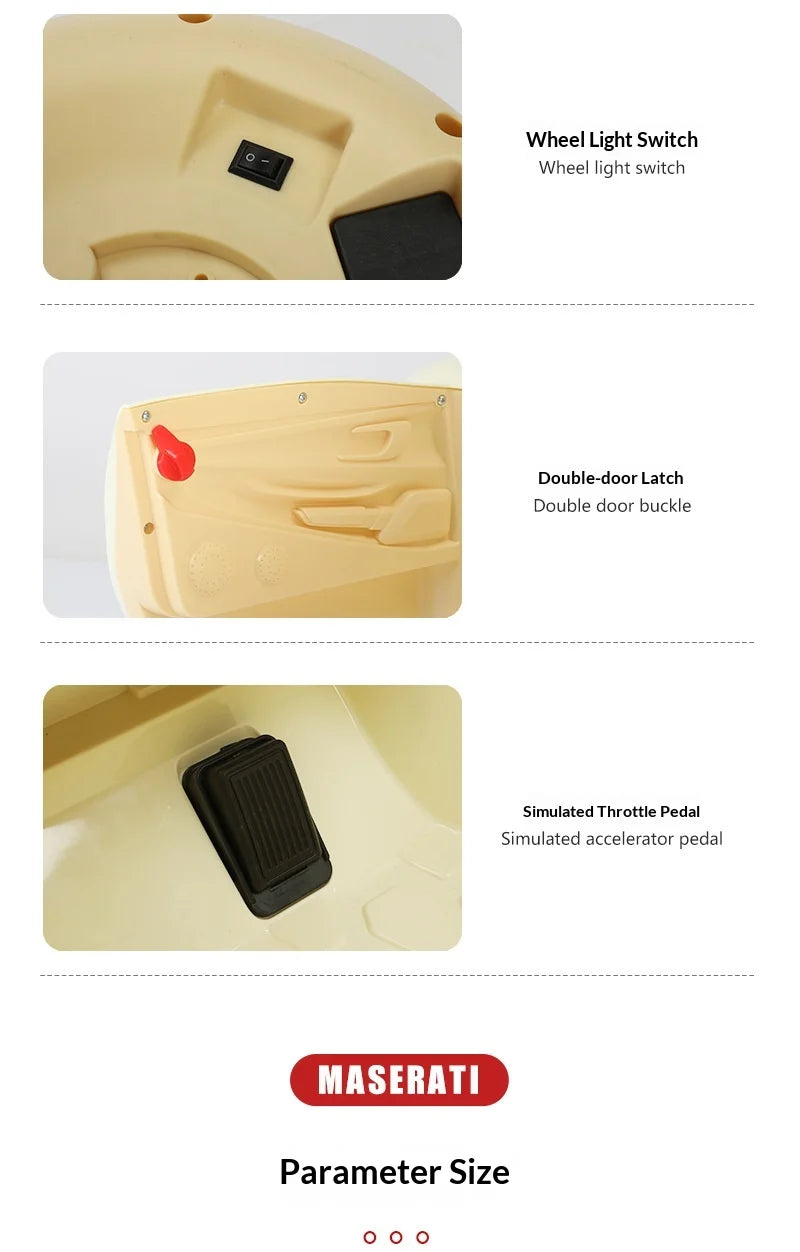 Electric Ride On Car 4WD with Remote Control - Battery Powered Toy Vehicle with Doors LED Lights Music