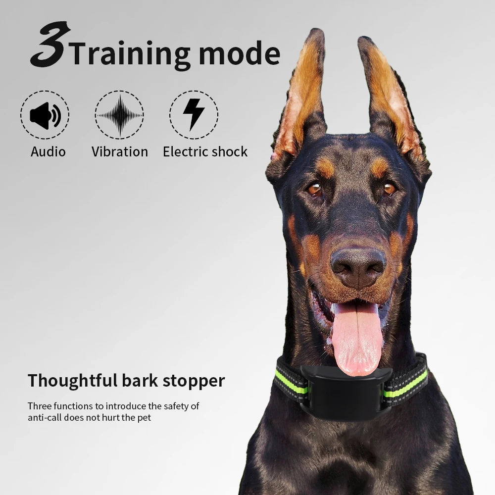 Automatic Bark Stop Device Electric Pet Dog Training Collar Adjustable Ultrasonic Barking Stop Fence Shock Vibration Dog Trainer